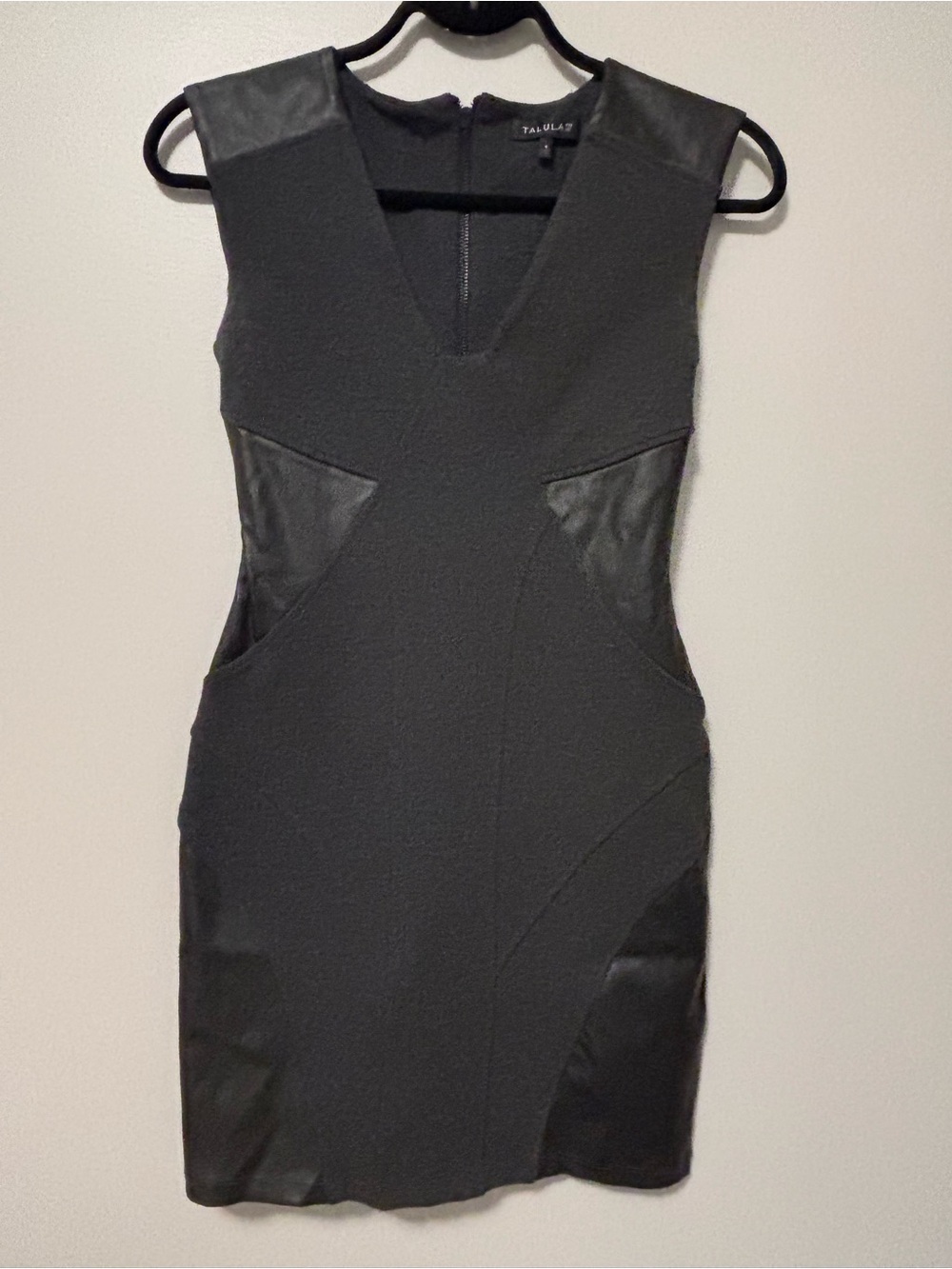 Talula Black Faux-Leather Panel Bodycon Sheath Dress